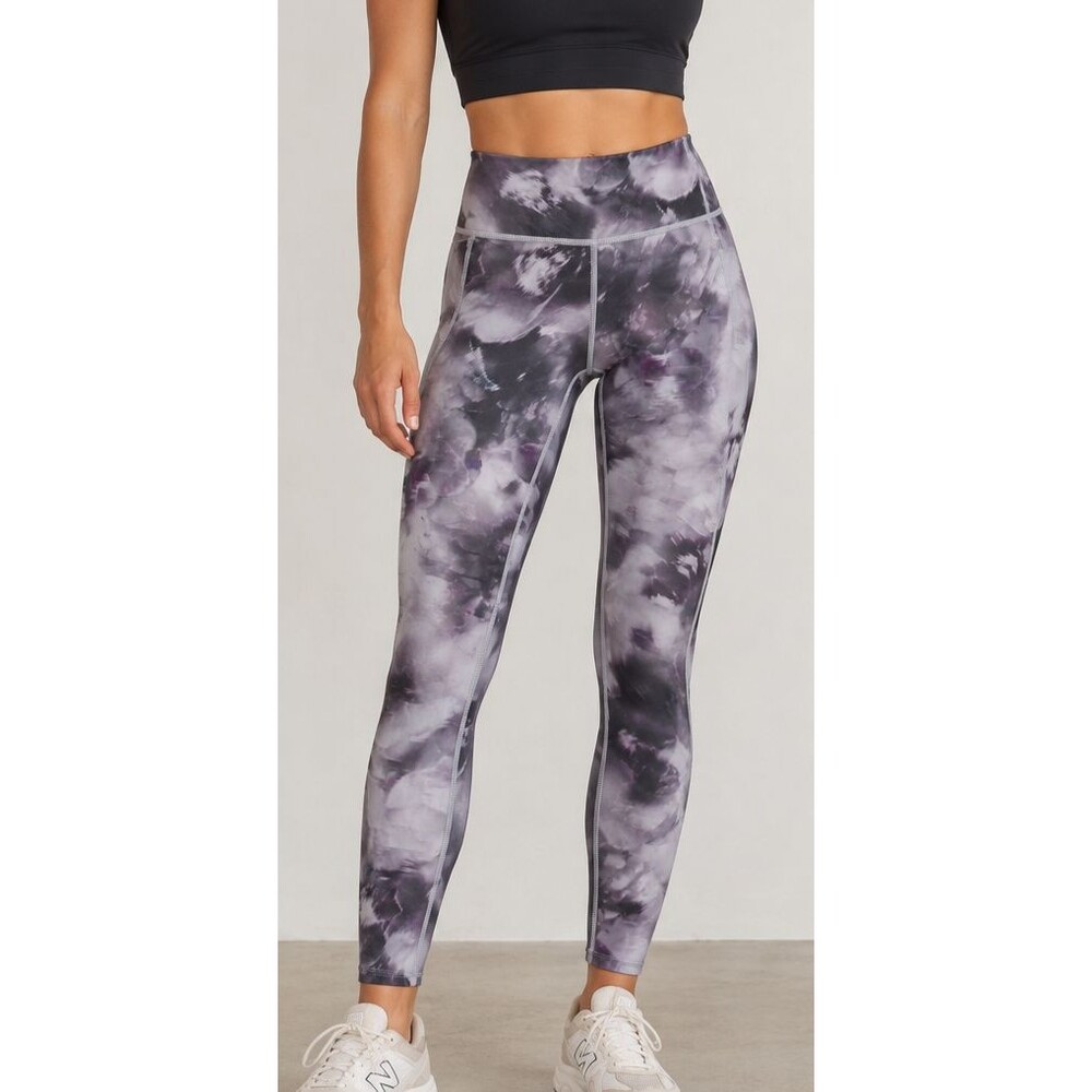 Athleta Run Free Winter Garden 7/8 Women's Leggings XXS Grey Purple Floral 00